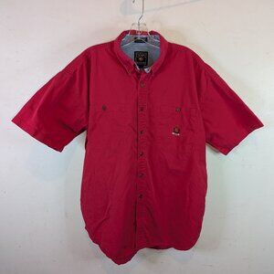 Vintage 80s CHAPS Ralph Lauren Mens Large Red Button Down Short Sleeve Shirt